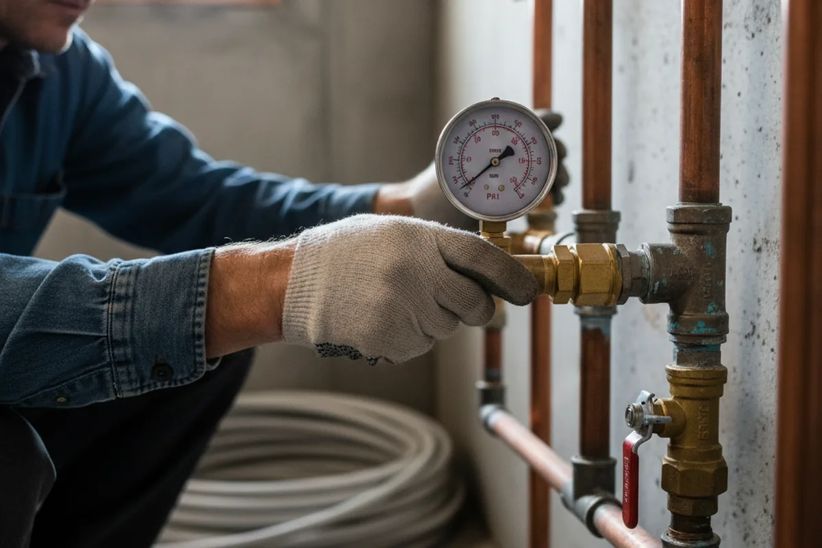 Pressure testing a repaired line during Water Line Repair in Garden Plain